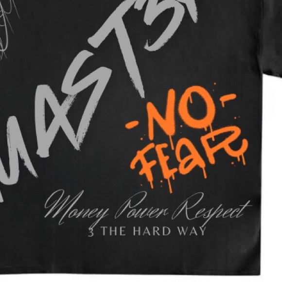 Black & orange Mast3r Fashion street fashion oversized tee - Picture 3 of 4